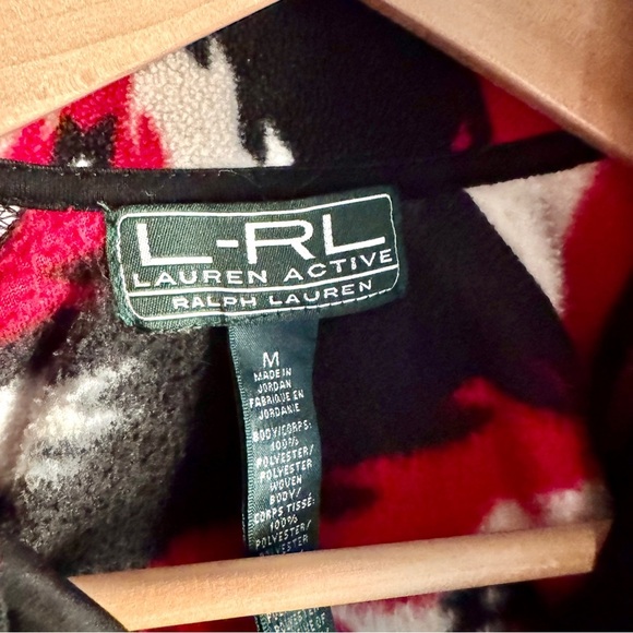 Lauren Ralph Lauren Active Black Red Aztec Western Fleece Quilted Zip Jacket M - Picture 3 of 9